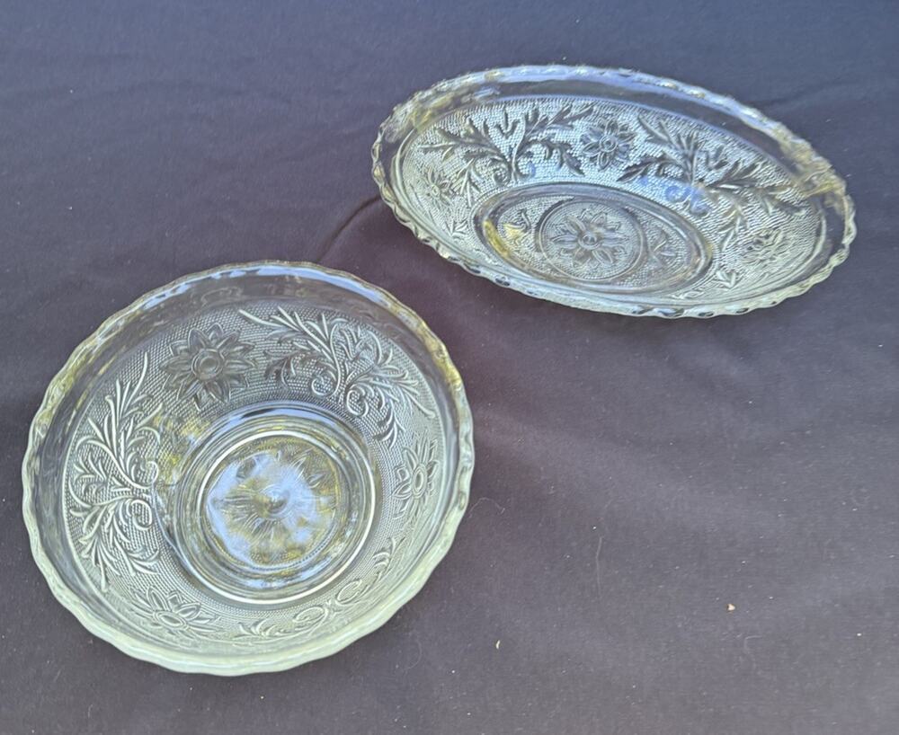 2 Vintage 1960’s Anchor Hocking Indiana Glass Clear Serving Bowls -S1